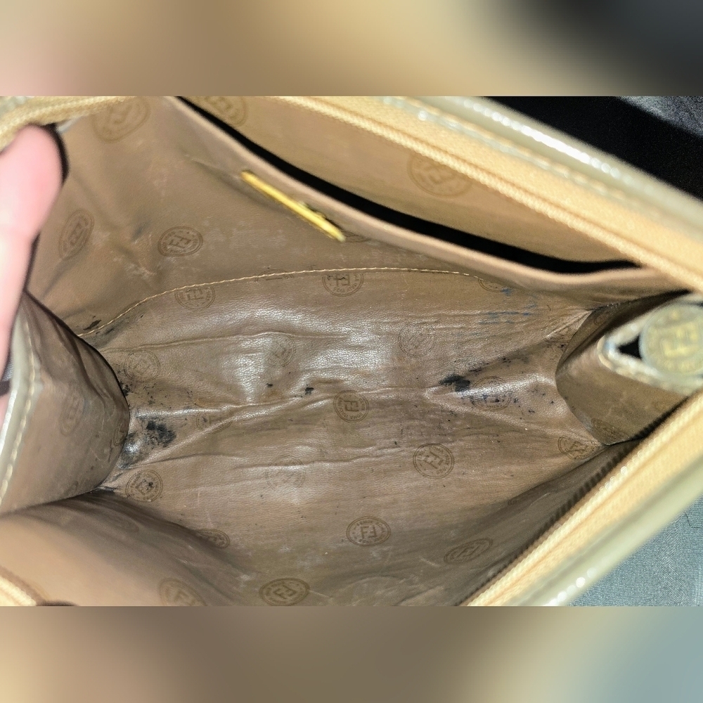 1980s Vintage Fendi Brown and Tan Monogram Clutch In Overall Great Condition - Picture 9 of 11